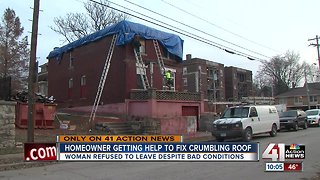 Homeowner getting help fixing crumbling roof