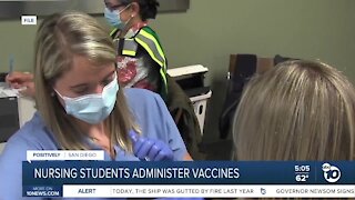 San Diego nursing students administering vaccines