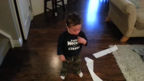 Dad Confronts Toddler Over Mess, Boy Adorably Keeps Denying It Was Him