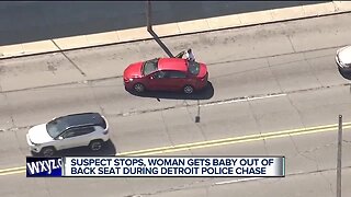 Suspect stops, woman gets baby out of back seat during Detroit police chase