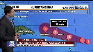 Irma strengthens to Category 5 with 175 mph winds