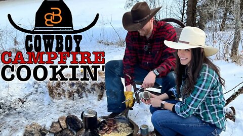 Cowboy Campfire Cooking in the SNOW (Breakfast, Lunch and Dinner)