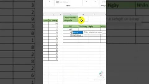 Hàm Filter trong excel