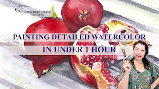 Learn to paint: pomegranate with watercolor in under 1 hour