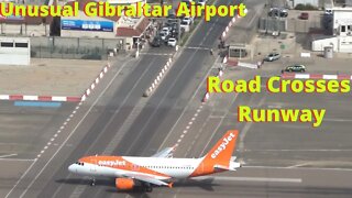 Unusual Airport Gibraltar, Roadway Runs Through Middle