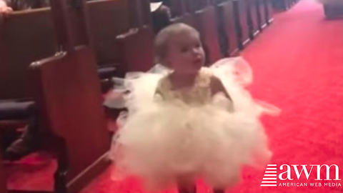 Flower Girl Walks Down The Aisle Looking For Her Dad, Has Cutest Reaction When She Spots Him