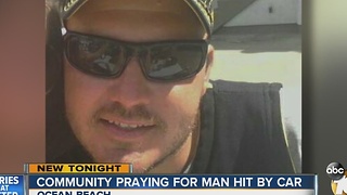 Community praying for man hit by car