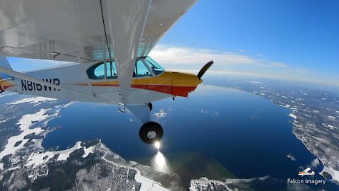 Great Winter Super Cub Flying to Auburn-Lewiston Maine