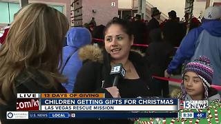 Handing out toys at Las Vegas Rescue Mission