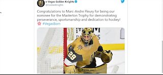 VGK goaltender Marc-Andre Fleury nominated for Bill Masterton Memorial Trophy