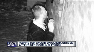 Peeping Tom caught on camera outside a teen's bathroom in Flat Rock