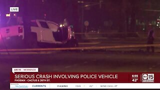 Serious crash involving police vehicle near 26th Street and Cactus Road