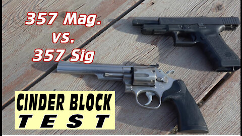 357 Mag vs. 357 Sig PENETRATION TEST (Cement Block Test) and Tannerite by Wapp Howdy