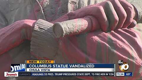 Christopher Columbus statue at Chula Vista's Discovery Park found vandalized