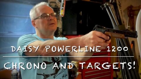 Daisy powerline 1200 co2 bb pistol. Chrono testing and targets.
