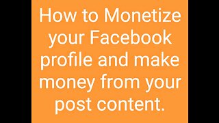 How to monetize your Facebook profile