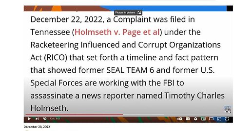 FBI INFORMANT ISSUES VIDEO STATEMENT REGARDING TIMOTHY CHARLES HOLMSETH