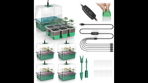 2 Packs Reusable Seedling Starter Trays,24 Cells Growing Trays Indoor Seed Starter Tray Seed St...