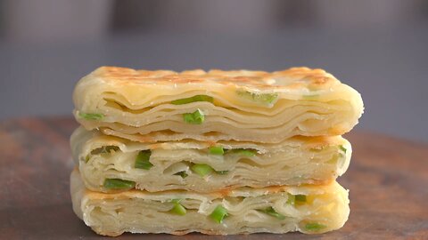 Scallion Pancakes like Flaky Pastry : Spring Onion Pancakes : Green Onion Pancakes