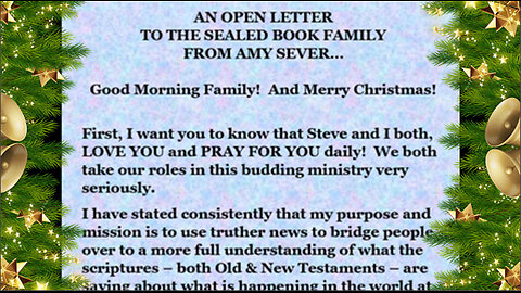 12-22-23 AN OPEN LETTER TO THE SEALED BOOK FAMILY FROM AMY SEVER