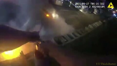 Body cam video shows officer & paramedic rescuing driver from burning car