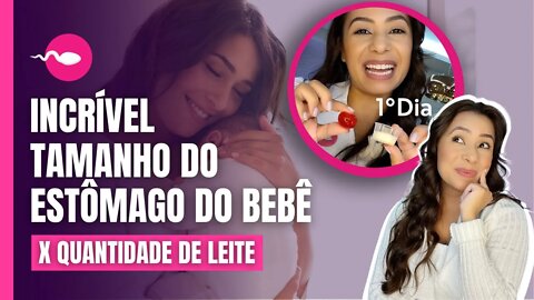 Tamanho do estômago do bebê x quantidade de leite