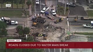 Water main break causes multiple road closures near S Himes Avenue