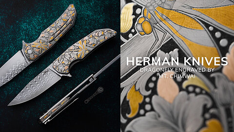 FOLDING KNIFE FOLDER DRAGONFLY 1 "CIRCLE OF FREEDOM" ENGRAVED BY MT. CHIMWAI HERMAN