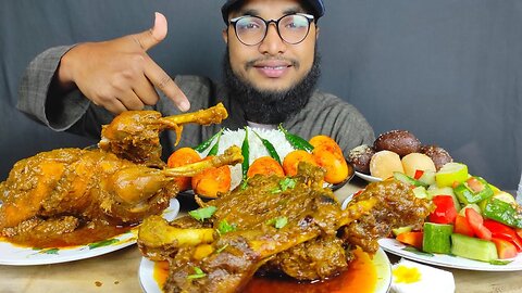 SPICY FULL CHICKEN ROAST, MUTTON LEG PIECE CURRY, EGG CURRY WITH RICE, ASMR MUKBANG EATING SHOW