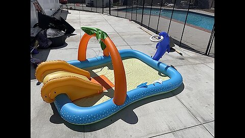 Evajoy Inflatable Spray Kiddie Pool with slide for kids