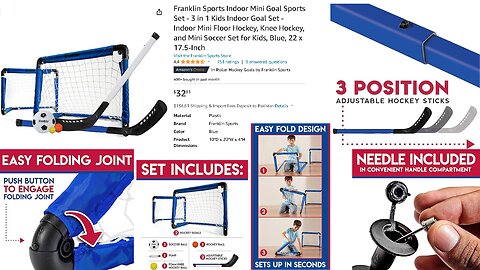 Franklin Sports Indoor Mini Goal Sports Set | Amazon link https://amzn.to/3QW0Nl4