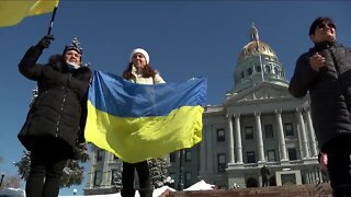 More than a hundred gather outside Colorado State Capitol in solidarity with Ukraine