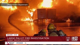 Crews fight large pallet fire in Phoenix