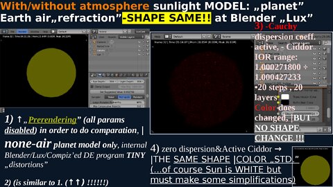 With/without atmosphere sunlight MODEL: „planet” Earth air„refraction”-SHAPE SAME!! at Blender „Lux”
