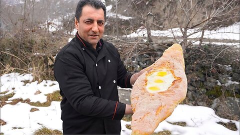 Khachapuri (Georgian Cheese Bread) - Cheese and Egg Bread Adjaruli Recipe - Wilderness Cooking