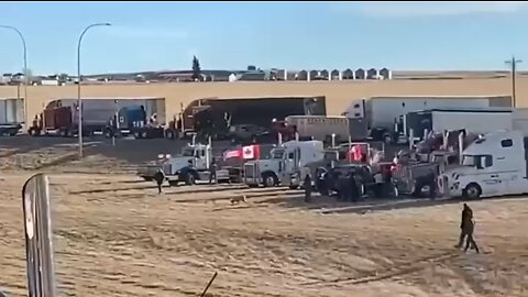 Truckers in Coutts, Canada are blocking the Canada-United States border right now