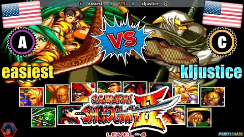 Samurai Shodown II (easiest Vs. kljustice) [U.S.A. Vs. U.S.A.]