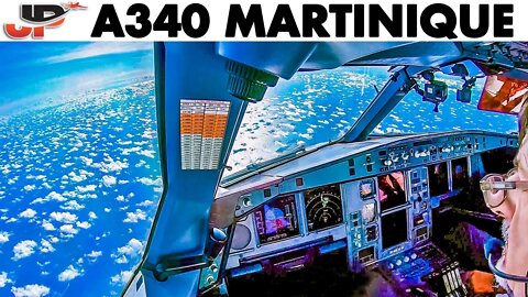 Piloting Airbus A340 into Martinique | Lovely Cockpit Views