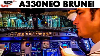 AIRBUS A330NEO Brunei Takeoff + Pilot Cockpit Presentation