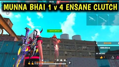 1 Vs 4 Op Game Play || Free Fire - Rock Munna Gaming #shorts