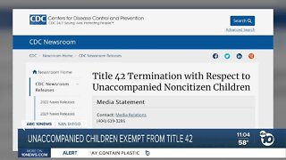 CDC says unaccompanied minors exempt from Title 42