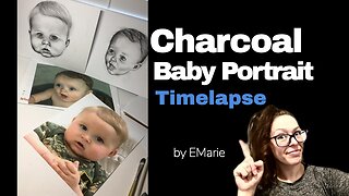 Baby Portrait Drawing Timelapse | Charcoal Art | EMarie Gallery