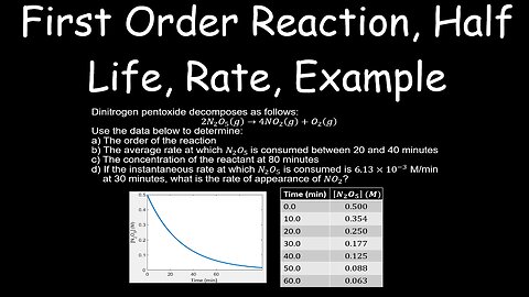 First Order Reaction, Half Life, Rate, Example, Kinetics - Chemistry