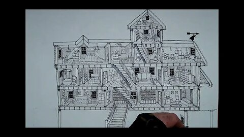 Drawing Abandoned Places, Interior Cross-section Dollhouse Perspective