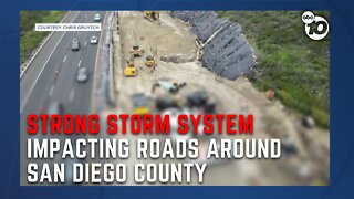 Strong storms impacting roads around San Diego County
