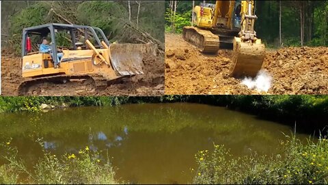 Building a big deer watering hole (Twice?) & improving your hunting land (bulldozer & excavator)