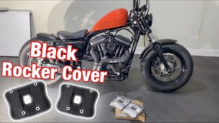 Harley Davidson Sportster Wrinkle Black Rocker Covers! "install"