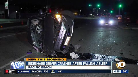 Rideshare driver falls asleep at wheel, crashes in Pacific Beach