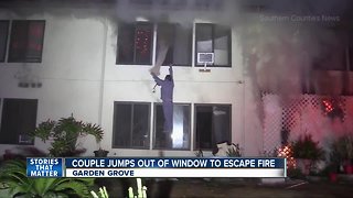 Couple flees apartment fire by jumping out of window