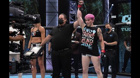 A biological male fighter beat the crap out of his female opponent why do Democrats think this is ok